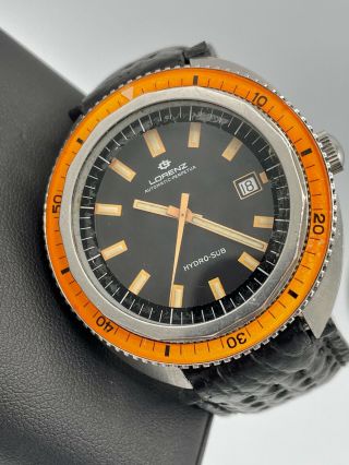 Lorenz Hydro - Sub Orange Bezel Vintage Swiss Automatic Skin Diver 500m Eta 2472