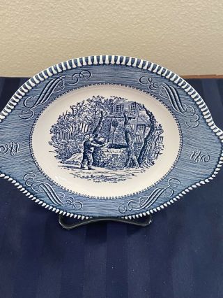 Currier And Ives Royal China Underplate With Handles 8 " At The Well Vintage
