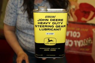 Vintage John Deere Steering Gear Lubricant Farm Tractor Metal Oil Can Sign