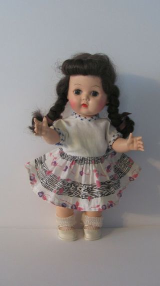 10 " Vintage Unmarked Saucy Walker Type Doll Brown Sleep Eyes Hard Plastic