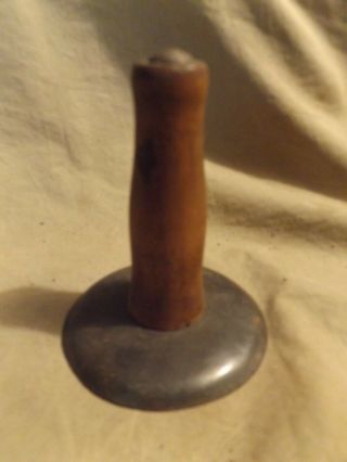 Primitive Antique 19th C Hog Scraper Turned Wood Pegged Handle Well Made