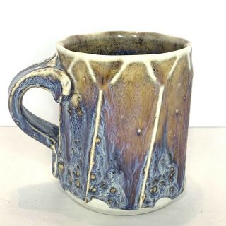 Handmade Phil Mayhew Beersheba Studio Pottery Swirl Mug,  Signed,  Drip Glaze