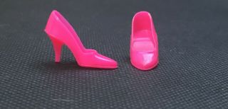 Vintage 1960s Mattel Barbie Hot Pink Closed Toe Heels Shoes Japan (a - 2)