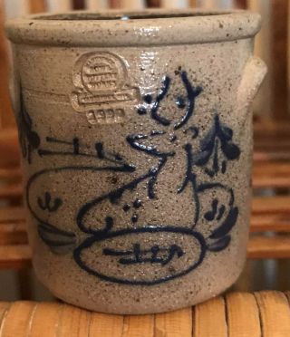 Rowe Pottery Salt Glazed Miniature Crock With Handles 1990