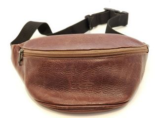 Bree Leather Fanny Pack 2 Zipper Brown Hand Made In Germany Vtg
