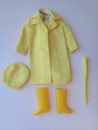 1965 Skipper & Skooter Doll Fashion Rain Or Shine 1916 Yellow Raincoat Clothes