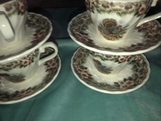 Set Of 4 Myott Churchill Thanksgiving Turkey Coffee Tea Cups & Saucers Set