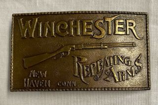 Vintage Winchester Repeating Arms Haven Conn.  Brass Belt Buckle