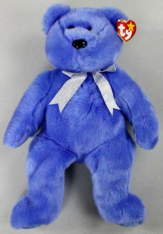 Clubby Ii - 14in.  Stuffed/plush Purple/blue Bear - Vtg Ty Beanie Baby Buddies