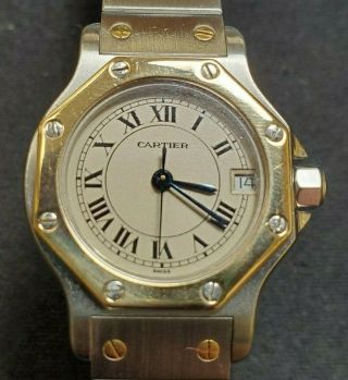 Cartier Santos Octagon 18k Yellow Gold Stainless Steel Quartz 24mm Watch