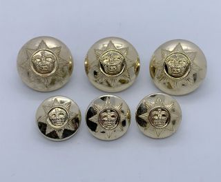 6 X Vintage Brass Royal Military Police Buttons 3 Each Of 2 Types / Sizes B33