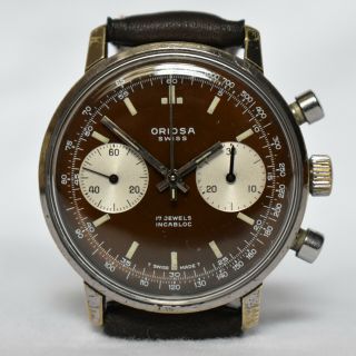 Oriosa Reverse Panda Vintage Swiss Chronograph Watch - Tropical Dial – Valjoux