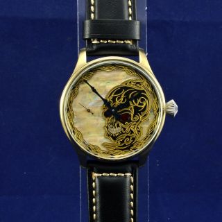 Vintage Wrist Watch Skull style Dial High end engraved case Skeleton 2