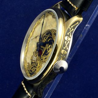 Vintage Wrist Watch Skull style Dial High end engraved case Skeleton 6