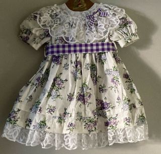 Vintage Baby Girl Toddler Party Dress Frilly Purple Floral Lace 2t Thomas Usa