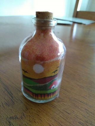 Vintage Glass Souvenir Sand Art Bottle