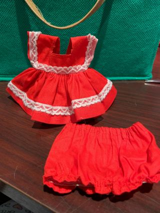 Vintage Vogue Ginny Doll Red Heart Dress And Bloomers Medford Tag