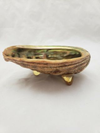 Abalone Shell W/lucite Feet Footed Trinket Candy Bowl Large 8 " Vtg Iridescent