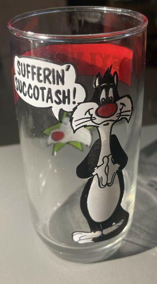 Vintage Looney Toons Sylvester The Cat Arby’s Collector Series Glass 1966 Wb