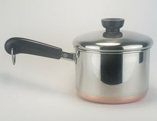 Vintage 1801 Revere Ware 1.  5 Qt.  Sauce Pan W/ Lid Clinton Ill Copper Clad Bottom