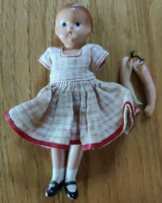 Vintage Effanbee Wee Patsy All Composition Doll 5.  " Molded Hair Tlc/project Doll
