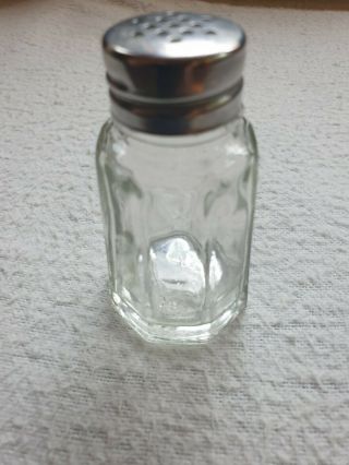 Vintage Gemco Glass Salt / Pepper Shaker Octagon Shaped Ss Lid 3” X 1 1/2 "