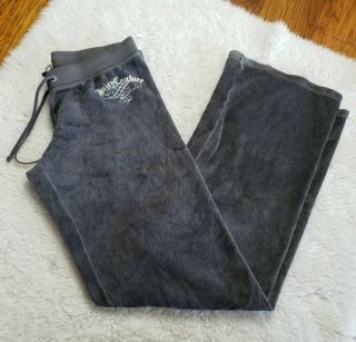 Juicy Couture Vintage Velour Pants Track Suit Bottoms Gray Silver Women 