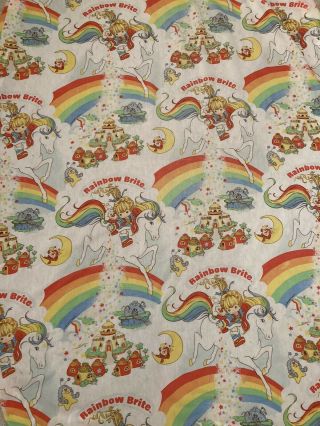 Rainbow Brite Vintage 1983 Fitted Twin Bed Sheet Fabric