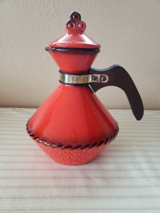 Metlox Poppy Trail California Pottery Red Rooster Red Coffee Carafe & Lid