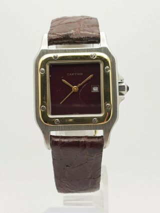 Cartier Santos Galbee Automatic Gold Steel 29mm Cal.  2671 Eta Classic Red Dial