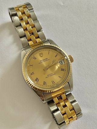 Vintage Gents Rolex Tudor Prince Oysterdate Automatic 75403n Gold & Steel
