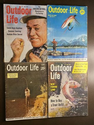 4 Vintage Outdoor Life Magazines March 1955,  April 1958,  June 1953 & 1959