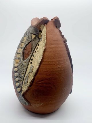 Art Pottery Stoneware Vase Unique Fish Shape Mid Century
