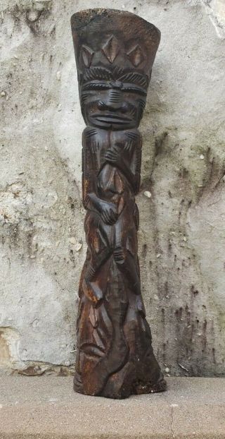 Antique African Tribal Fertility Deity God Carving Sculpture 13 "