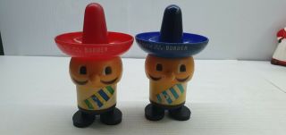 Mexican South Of The Border Vintage Salt And Pepper Shakers Plastic Average Hats