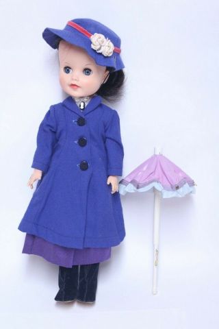 Vintage Horsman 12 " Mary Poppins Doll W/ Outfit Hat Umbrella