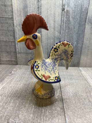 Numbered Vintage Portugal Folk Art Ceramic Rooster Figurine Hand Painted 19