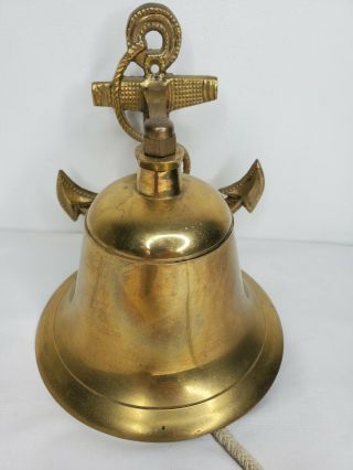 Vintage Solid Brass Ship / Boat Bell,  Nautical Anchor Wall Mount