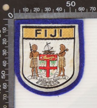 Vintage Fiji Fijian Embroidered Souvenir Felt Patch Woven Cloth Sew - On Badge