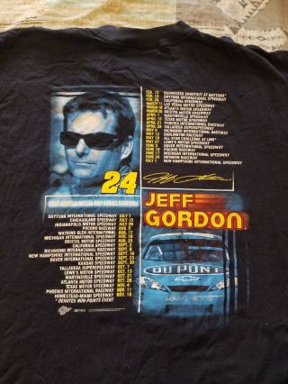 Vtg 00’s 2007 Jeff Gordon 24 Double Sided Nascar Mens T Shirt Xl Navy Schedule