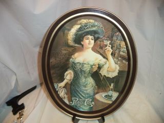 Vintage Look Pepsi Cola Oval Serving Tray W/gibson Girl Retro Style 14.  5 " X11.  5 "
