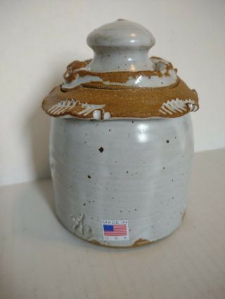 Paul Anthony Stoneware Honey Pot,  Cream,  Farmhouse,  signed 2