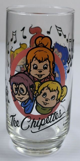 Vintage 1985 " The Chipettes " Drinking Glass Chipmunks Karmon/ross -