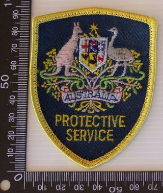 Vintage Australia Protective Service Embroidered Patch Woven Cloth Sew - On Badge