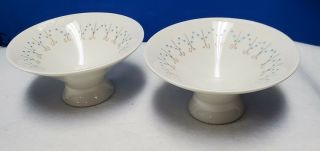 Iroquois China Impromptu Pins And Beads Pattern Set Of 2 Footed Fruit Bowls