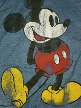 Vintage Walt Disney Parks Mens T - Shirt Size 2xl Mickey Mouse Blue Ringer Style