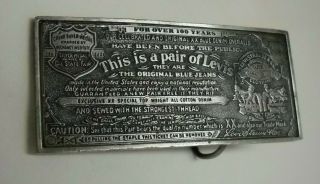 Vtg 1976 Levi Strauss & Co.  This Is A Levi’s Advertisement Belt Buckle