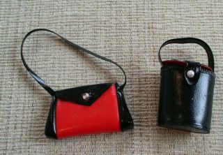 Vintage Tammy Doll Purl One Knitting Bag & Purse Black Red Knit Japan