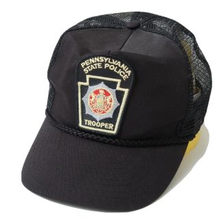 Vintage Pa Pennsylvania State Trooper Police Hat Mesh Snapback Trucker Rope 80s