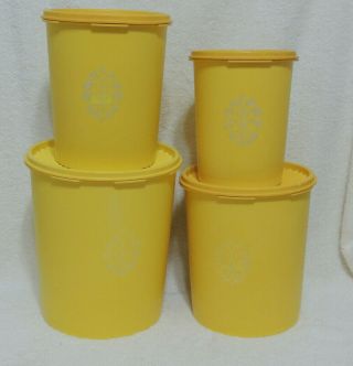 Vintage Tupperware Servalier Canister Set Yellow Set 4